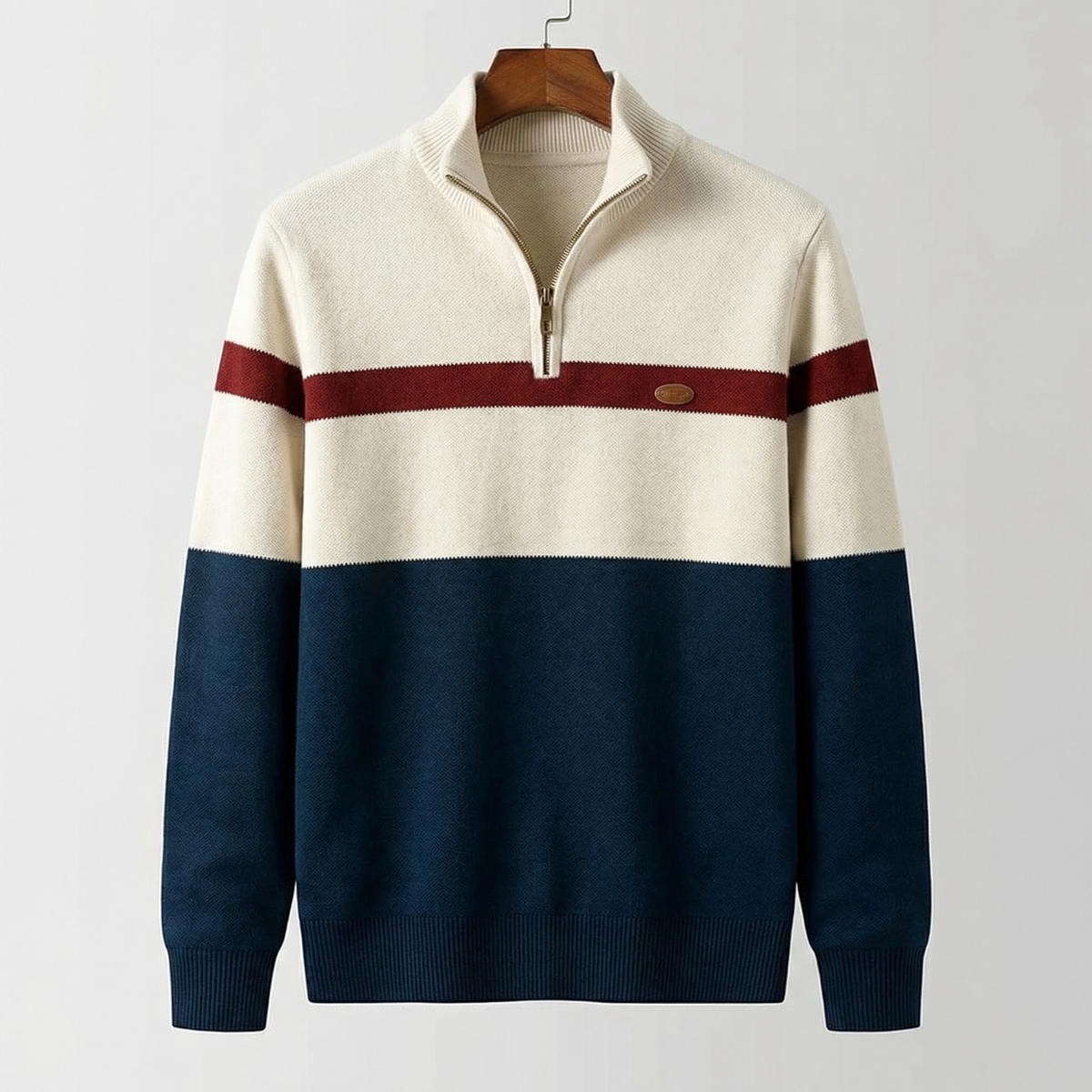 Herrenpullover mit Stehkragen und Reißverschluss | A&B - 1 - Annoboutique