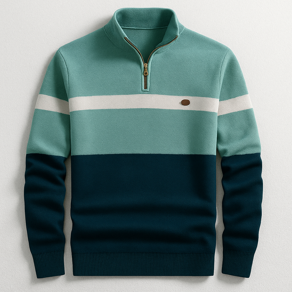 Herrenpullover mit Stehkragen und Reißverschluss | A&B - 4 - Annoboutique
