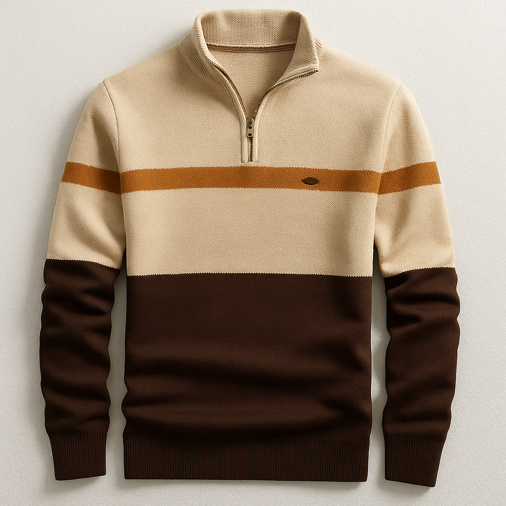 Herrenpullover mit Stehkragen und Reißverschluss | A&B - 5 - Annoboutique