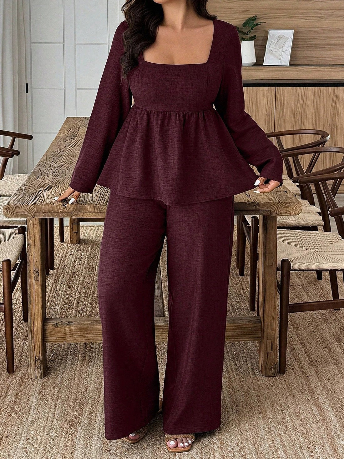 Zwei-Teiler Damen mit weitem Schnitt und quadratischem Ausschnitt | A&B - 2 - Annoboutique
