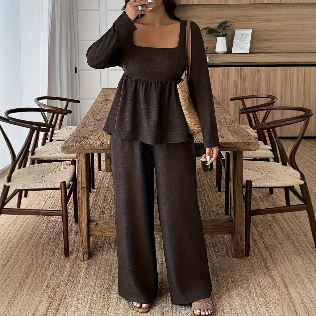 Zwei-Teiler Damen mit weitem Schnitt und quadratischem Ausschnitt | A&B - 5 - Annoboutique