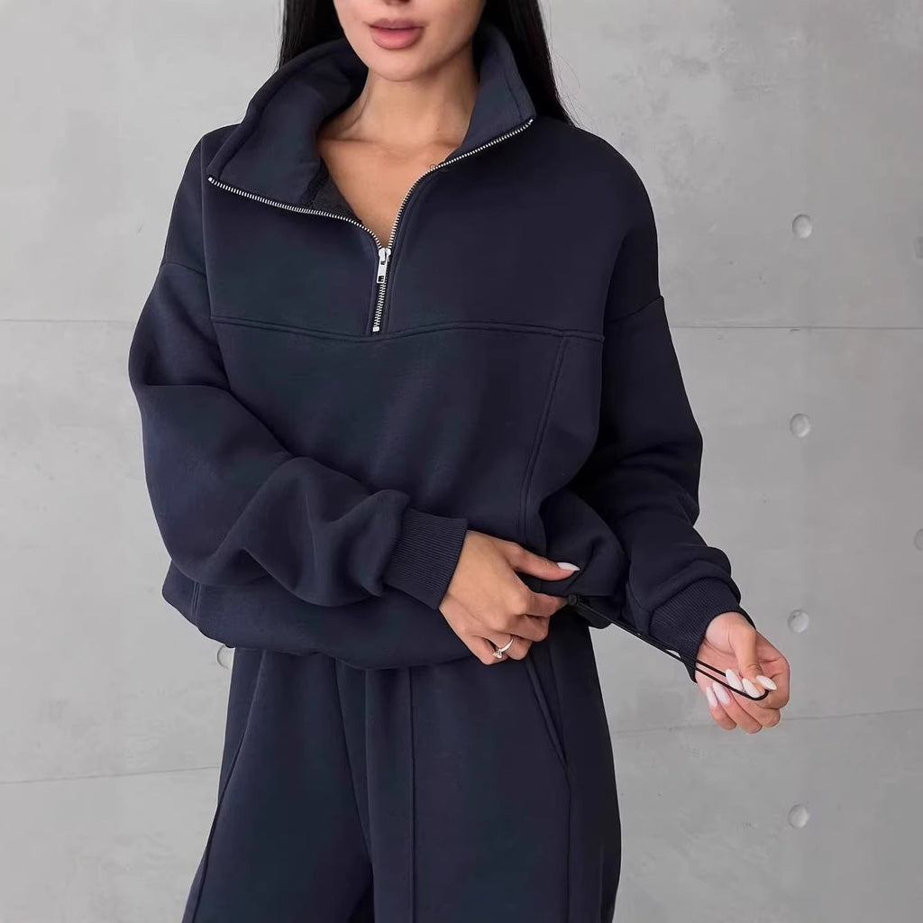 Lounge Set Damen mit hohem Kragen und lockerer Passform | A&B - 1 - Annoboutique