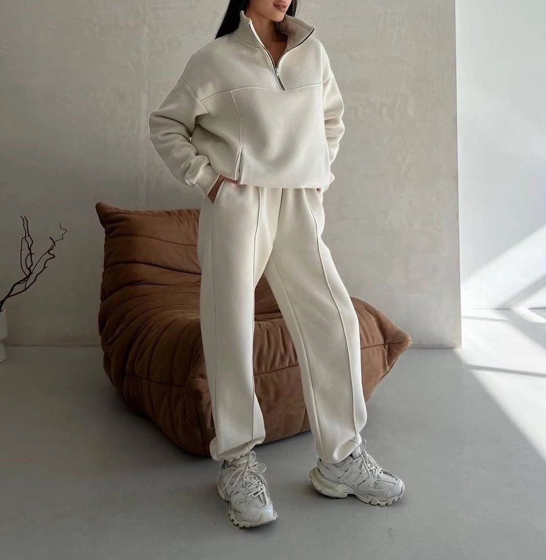 Lounge Set Damen mit hohem Kragen und lockerer Passform | A&B - 7 - Annoboutique