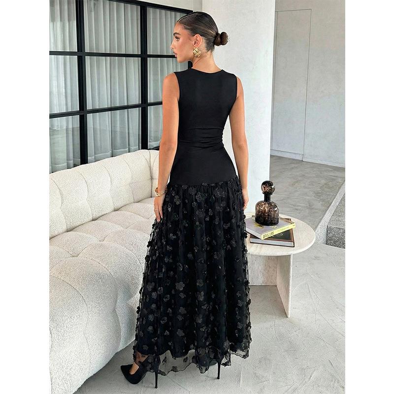 Maxikleid Damen mit figurbetontem Oberteil und fließendem Rock | A&B - 3 - Annoboutique