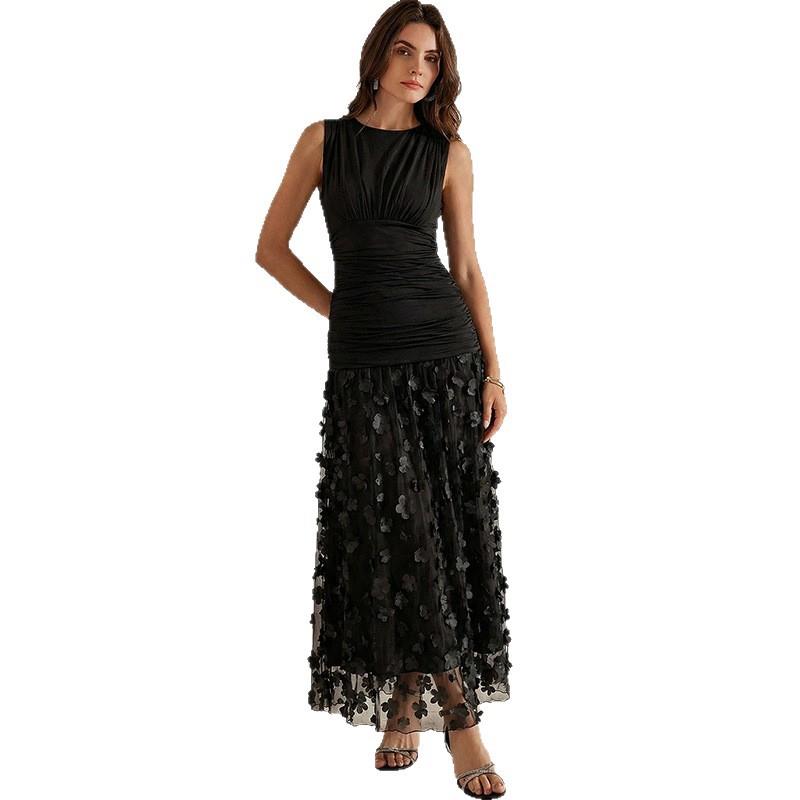 Maxikleid Damen mit figurbetontem Oberteil und fließendem Rock | A&B - 5 - Annoboutique