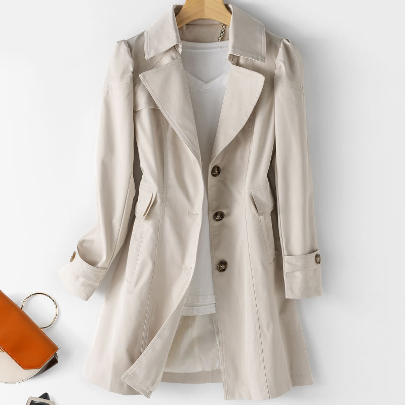 Trenchcoat Damen mit tailliertem Schnitt und elegantem Revers | A&B - 2 - Annoboutique