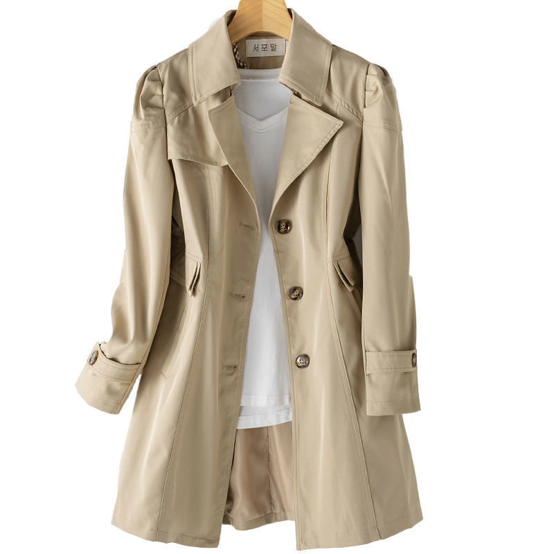 Trenchcoat Damen mit tailliertem Schnitt und elegantem Revers | A&B - 3 - Annoboutique