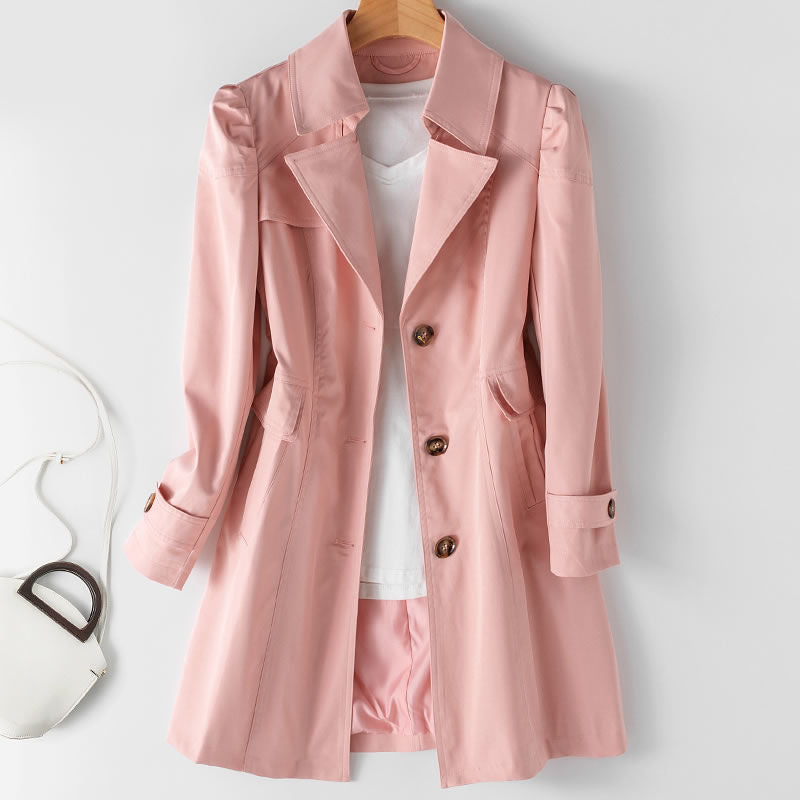 Trenchcoat Damen mit tailliertem Schnitt und elegantem Revers | A&B - 5 - Annoboutique