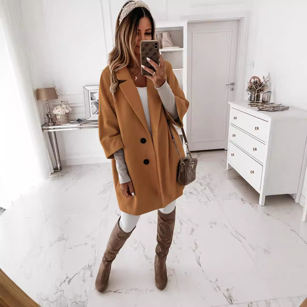 Damenmantel mit Reverskragen und doppelter Knopfleiste | A&B - 1 - Annoboutique