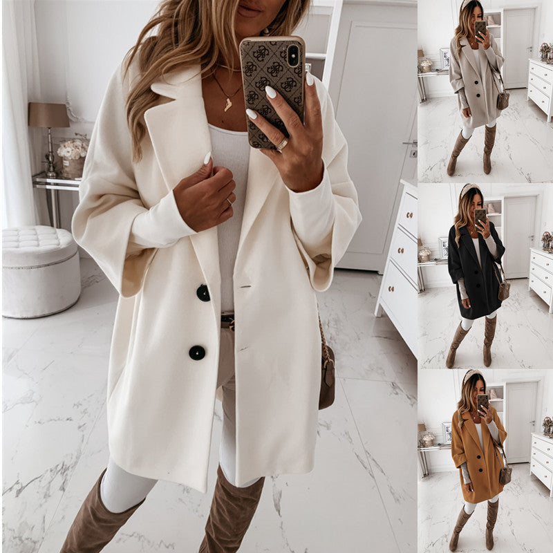 Damenmantel mit Reverskragen und doppelter Knopfleiste | A&B - 6 - Annoboutique