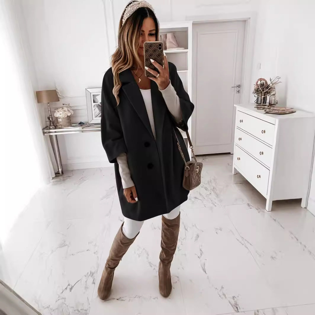 Damenmantel mit Reverskragen und doppelter Knopfleiste | A&B - 9 - Annoboutique