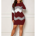 Kleid Damen mit figurbetonendem Schnitt und Kontrastdesign | A&B - 5 - Annoboutique
