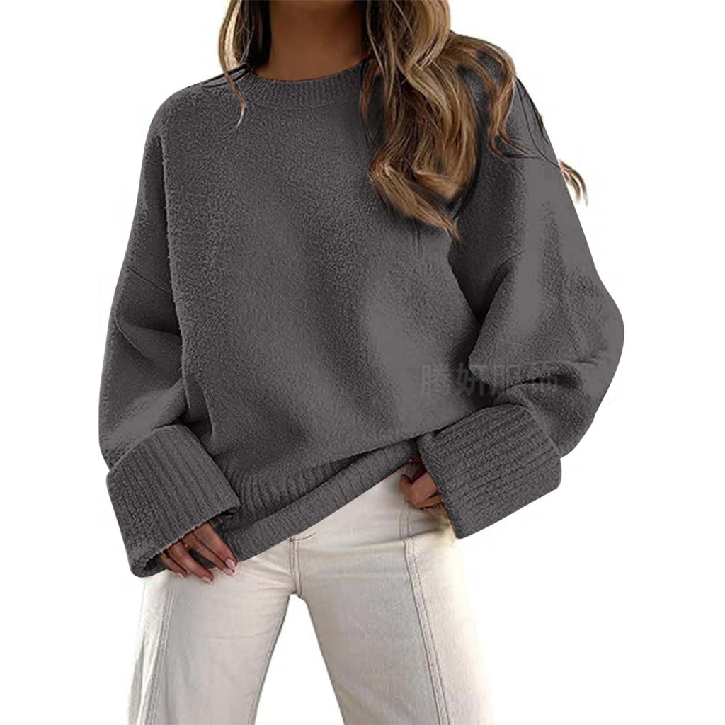 Lässiger Pullover Damen mit weitem Schnitt und Rundhalsausschnitt | A&B - 3 - Annoboutique