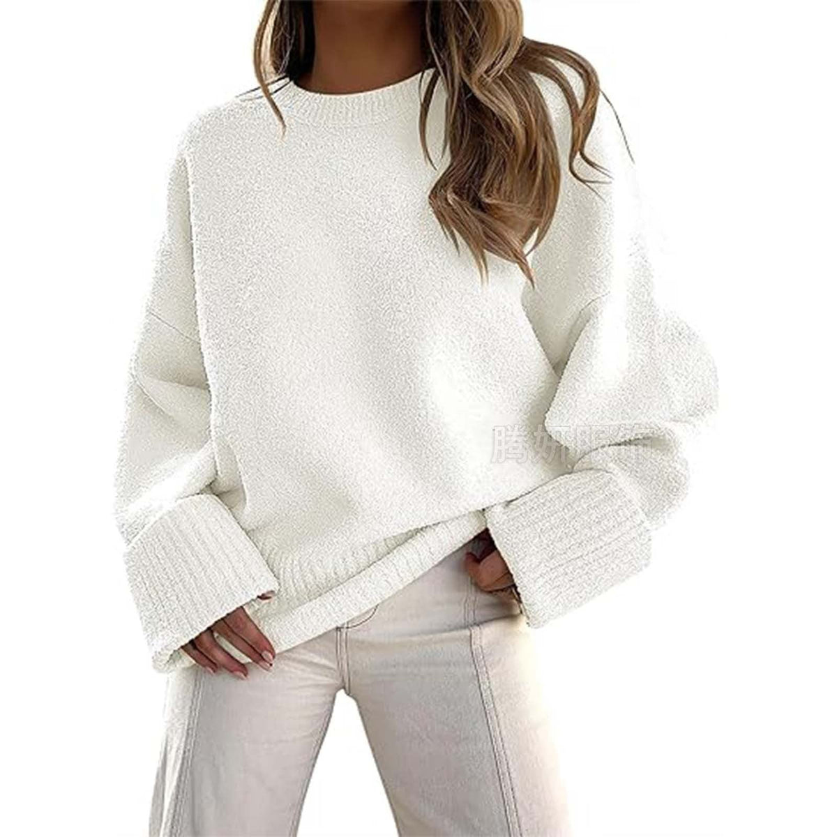Lässiger Pullover Damen mit weitem Schnitt und Rundhalsausschnitt | A&B - 5 - Annoboutique