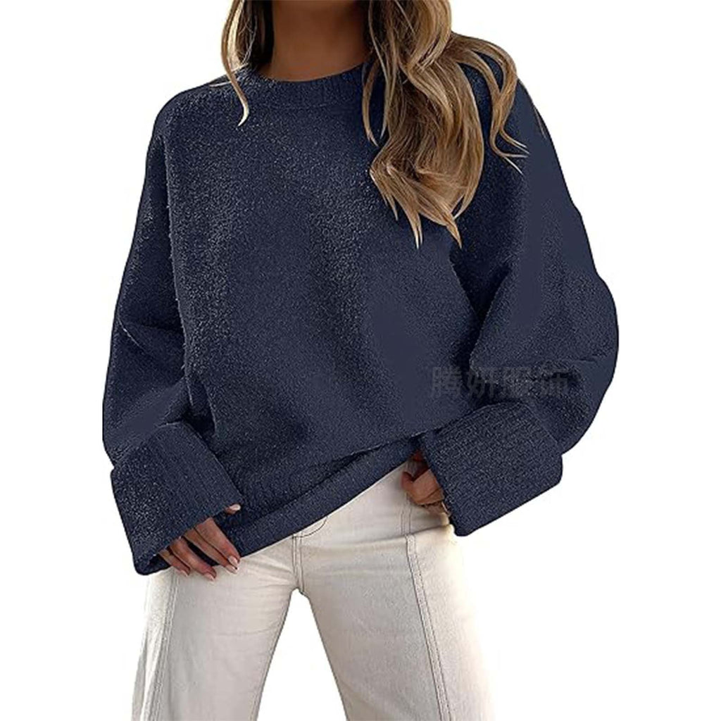 Lässiger Pullover Damen mit weitem Schnitt und Rundhalsausschnitt | A&B - 6 - Annoboutique