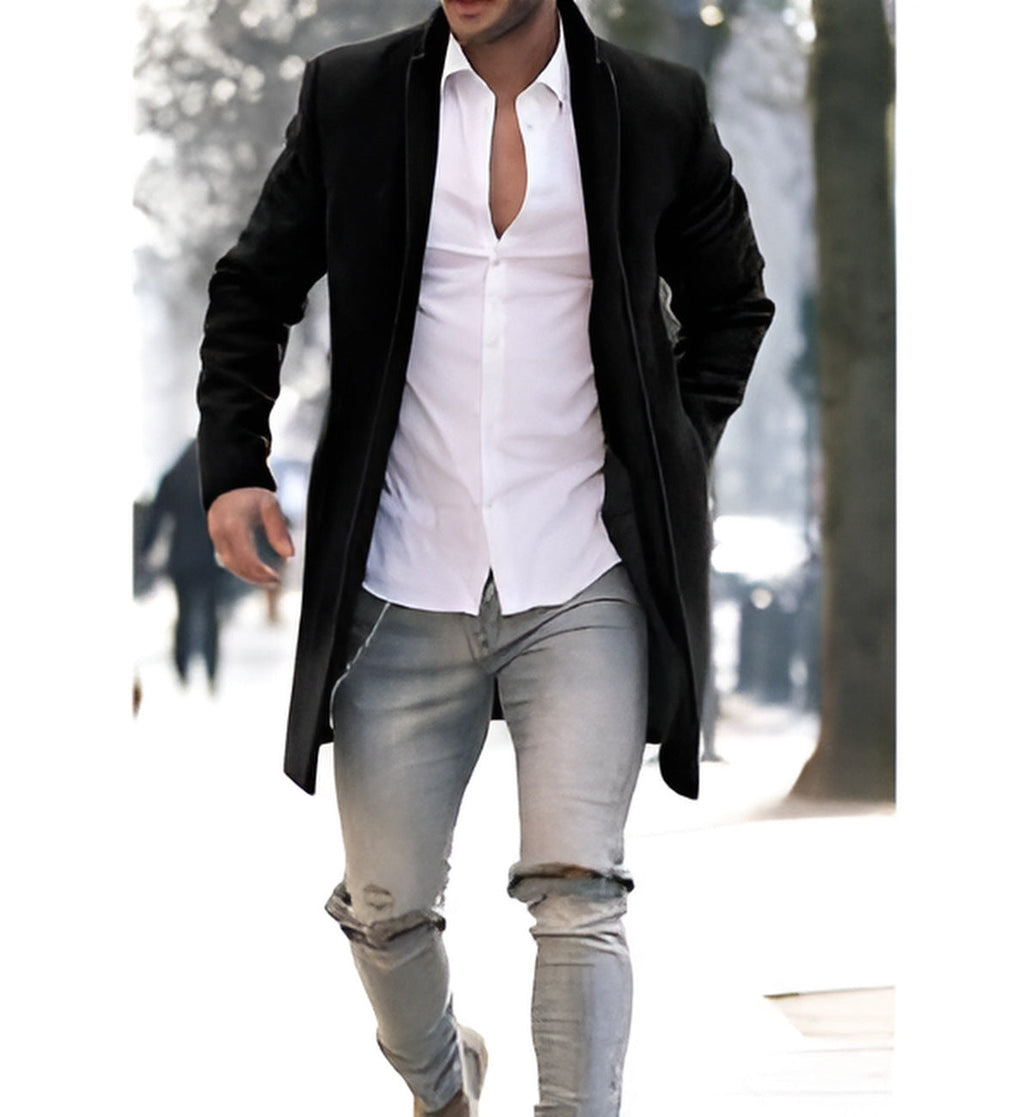 Herrenmantel mit modernem Schnitt und praktischen Taschen | A&B - 2 - Annoboutique