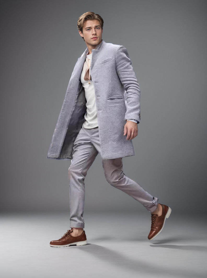 Herrenmantel mit modernem Schnitt und praktischen Taschen | A&B - 4 - Annoboutique