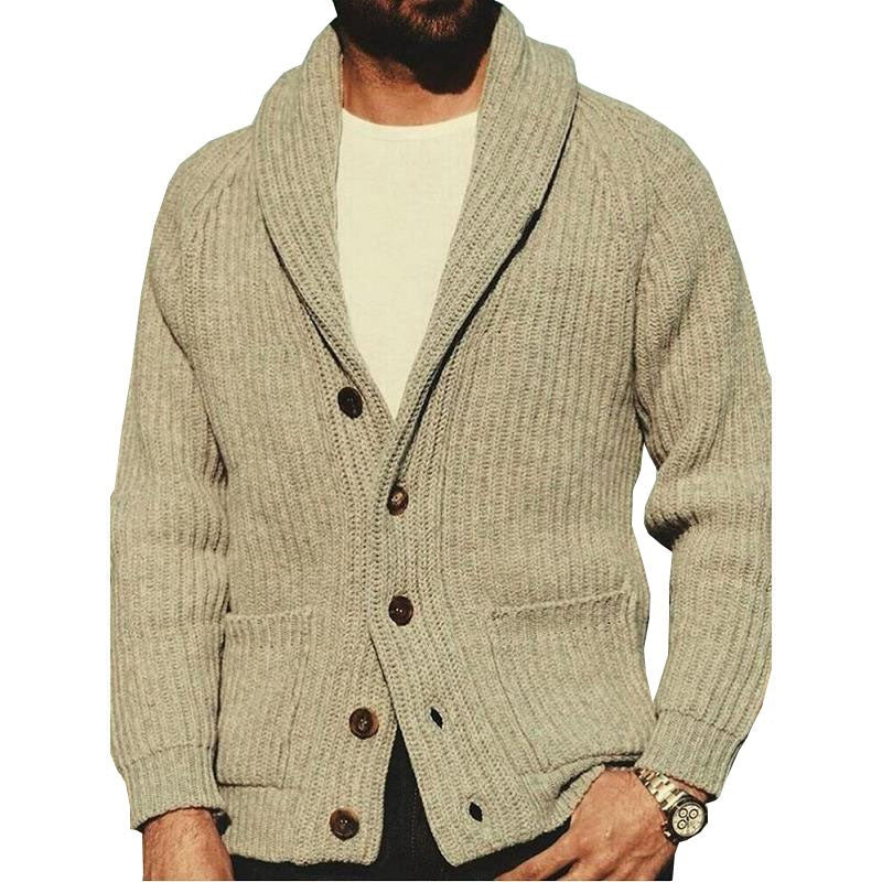 Herren Cardigan mit weitem Kragen und Knopfleiste | A&B - 6 - Annoboutique