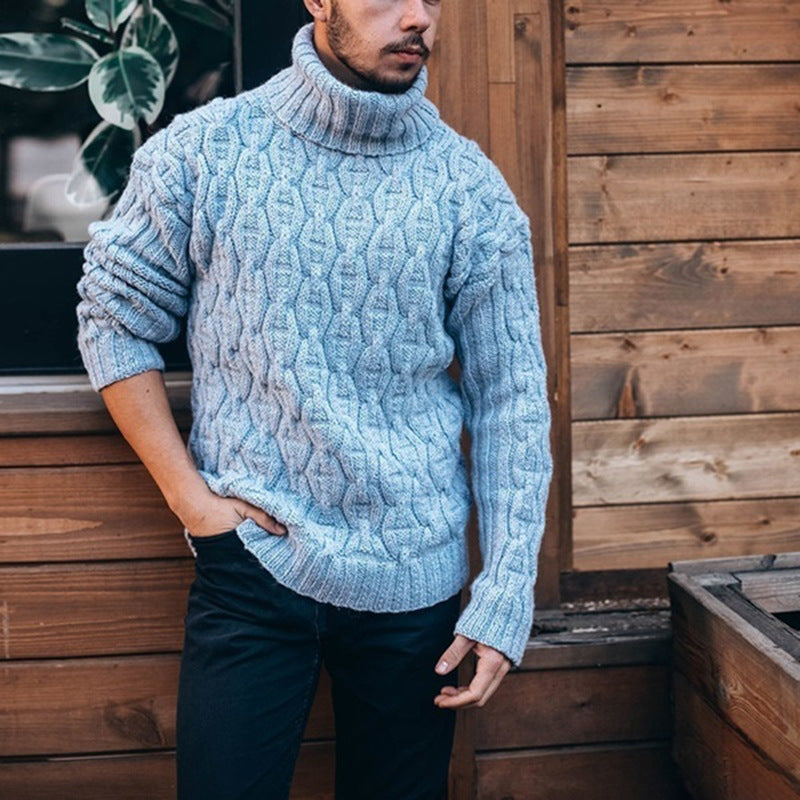 Pullover Herren mit hohem Kragen und strukturiertem Design | A&B - 2 - Annoboutique