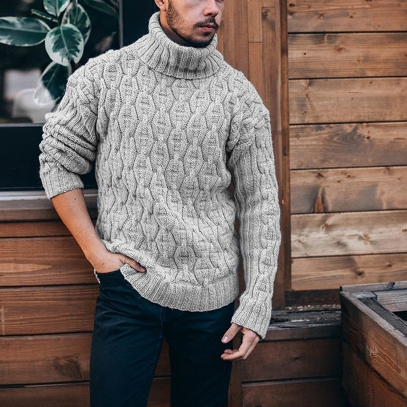 Pullover Herren mit hohem Kragen und strukturiertem Design | A&B - 4 - Annoboutique