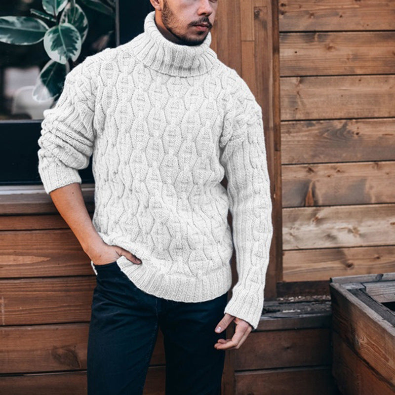 Pullover Herren mit hohem Kragen und strukturiertem Design | A&B - 5 - Annoboutique