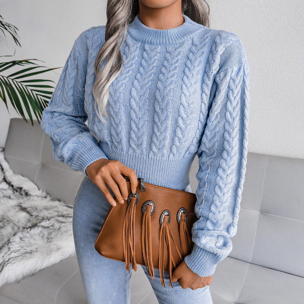 Cropped Pullover Damen mit Zopfmuster und lockerer Passform | A&B - 2 - Annoboutique