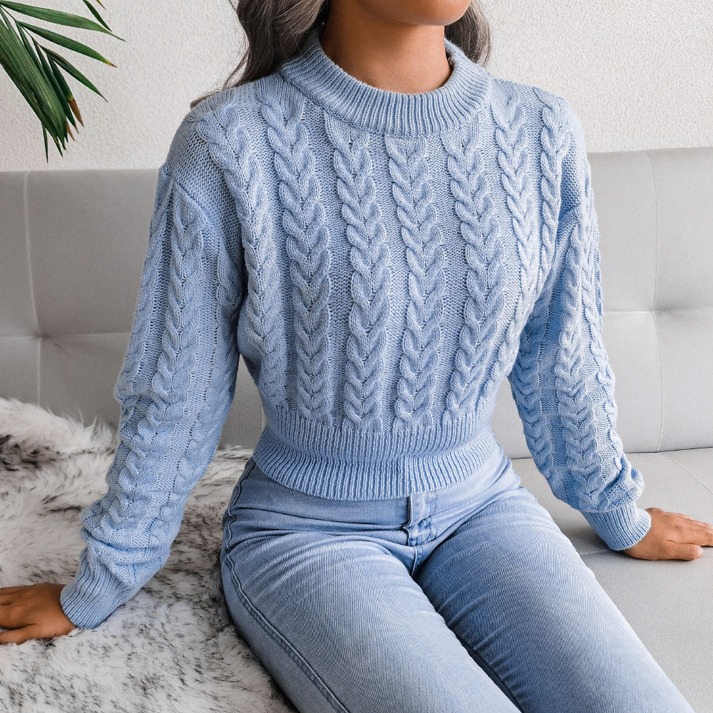 Cropped Pullover Damen mit Zopfmuster und lockerer Passform | A&B - 8 - Annoboutique