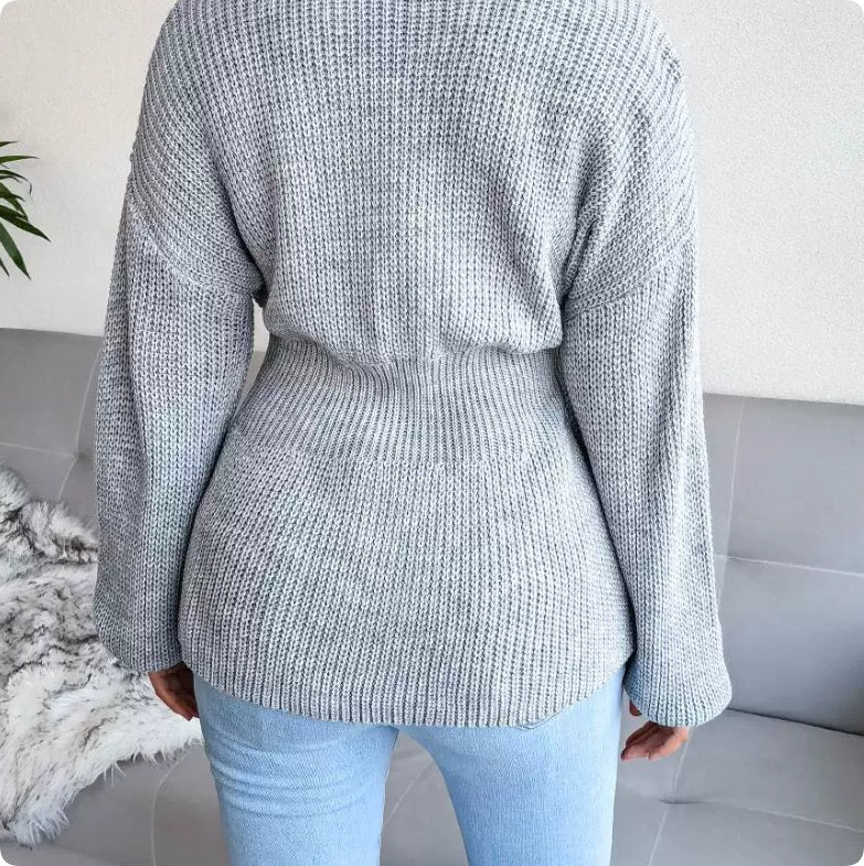 Pullover Damen mit V-Ausschnitt und figurbetontem Schnitt | A&B - 9 - Annoboutique