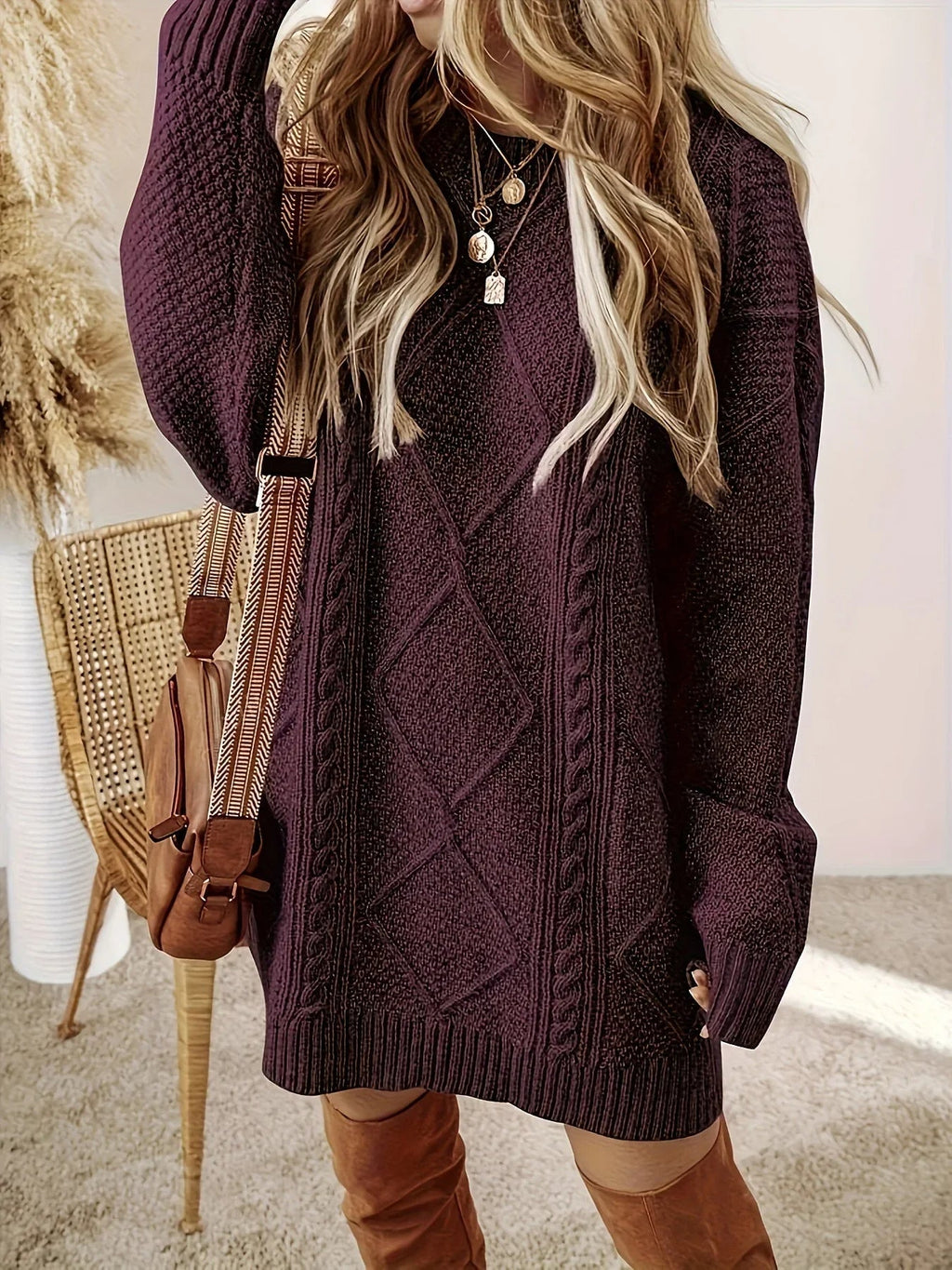 Pullover Damen im Oversized-Stil mit strukturiertem Design | A&B - 2 - Annoboutique