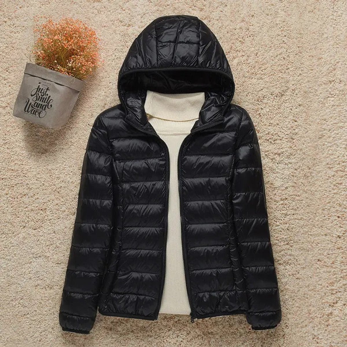 Damenjacke mit Kapuze und Steppmuster | A&B - 2 - Annoboutique