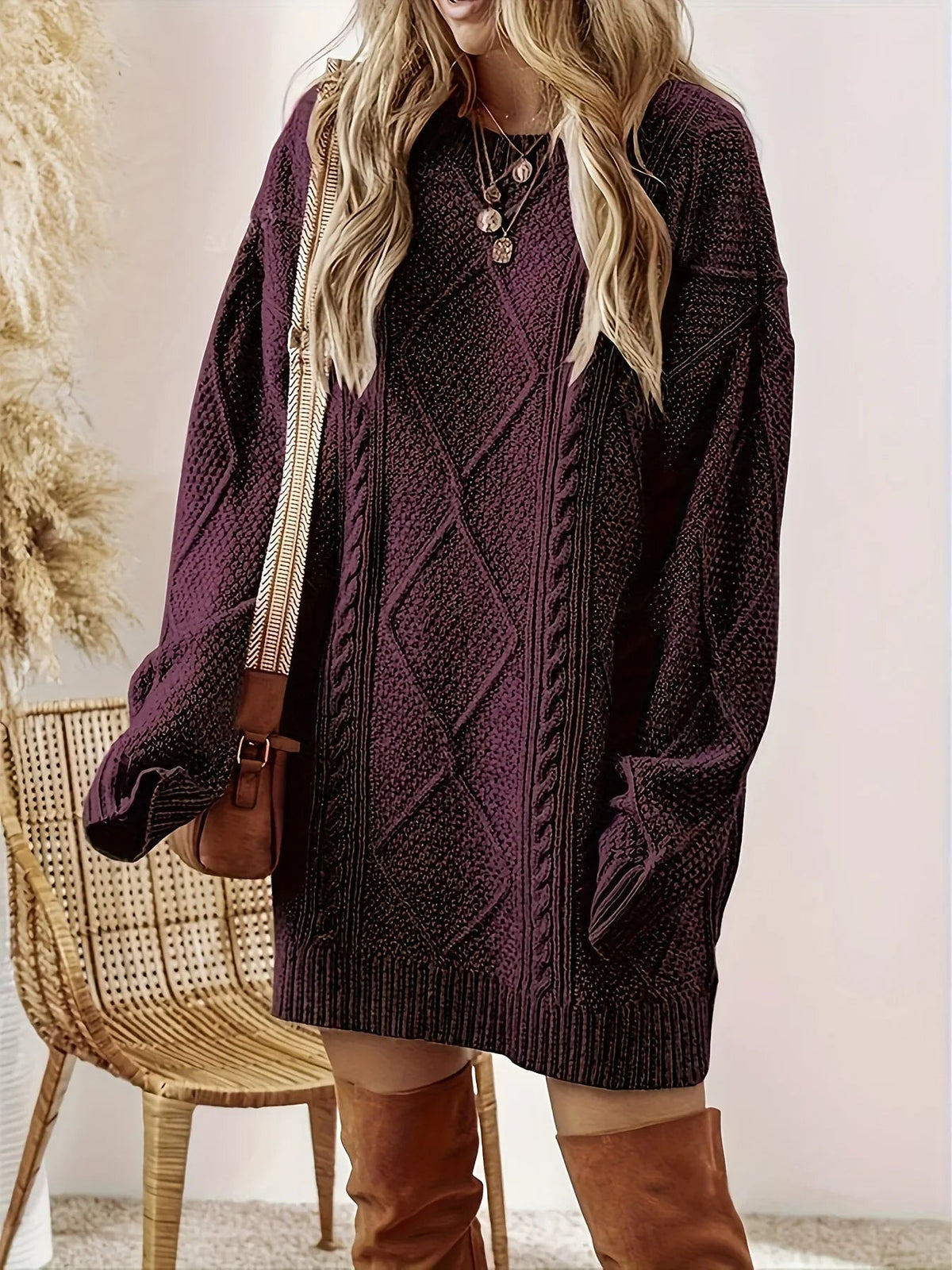 Pullover Damen im Oversized-Stil mit strukturiertem Design | A&B - 9 - Annoboutique