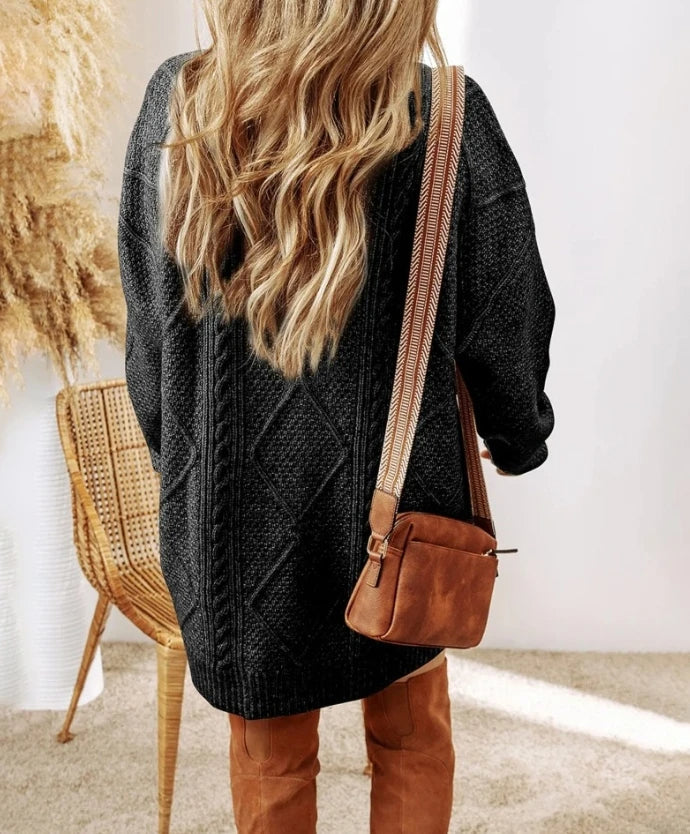Pullover Damen im Oversized-Stil mit strukturiertem Design | A&B - 11 - Annoboutique
