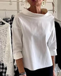 Bluse Damen mit weitem Kragen und 3/4-Ärmeln | A&B - 1 - Annoboutique