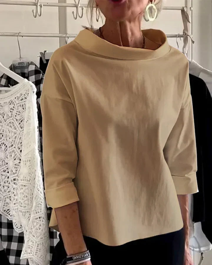 Bluse Damen mit weitem Kragen und 3/4-Ärmeln | A&B - 5 - Annoboutique