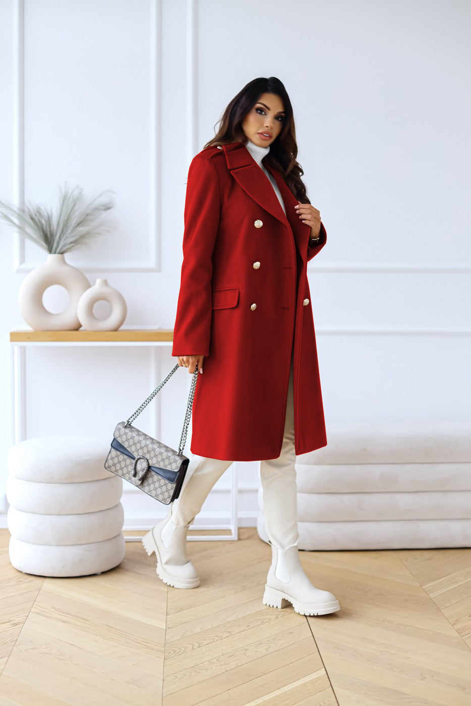 Damen Mantel mit doppelter Knopföffnung und elegantem Schnitt | A&B - 8 - Annoboutique