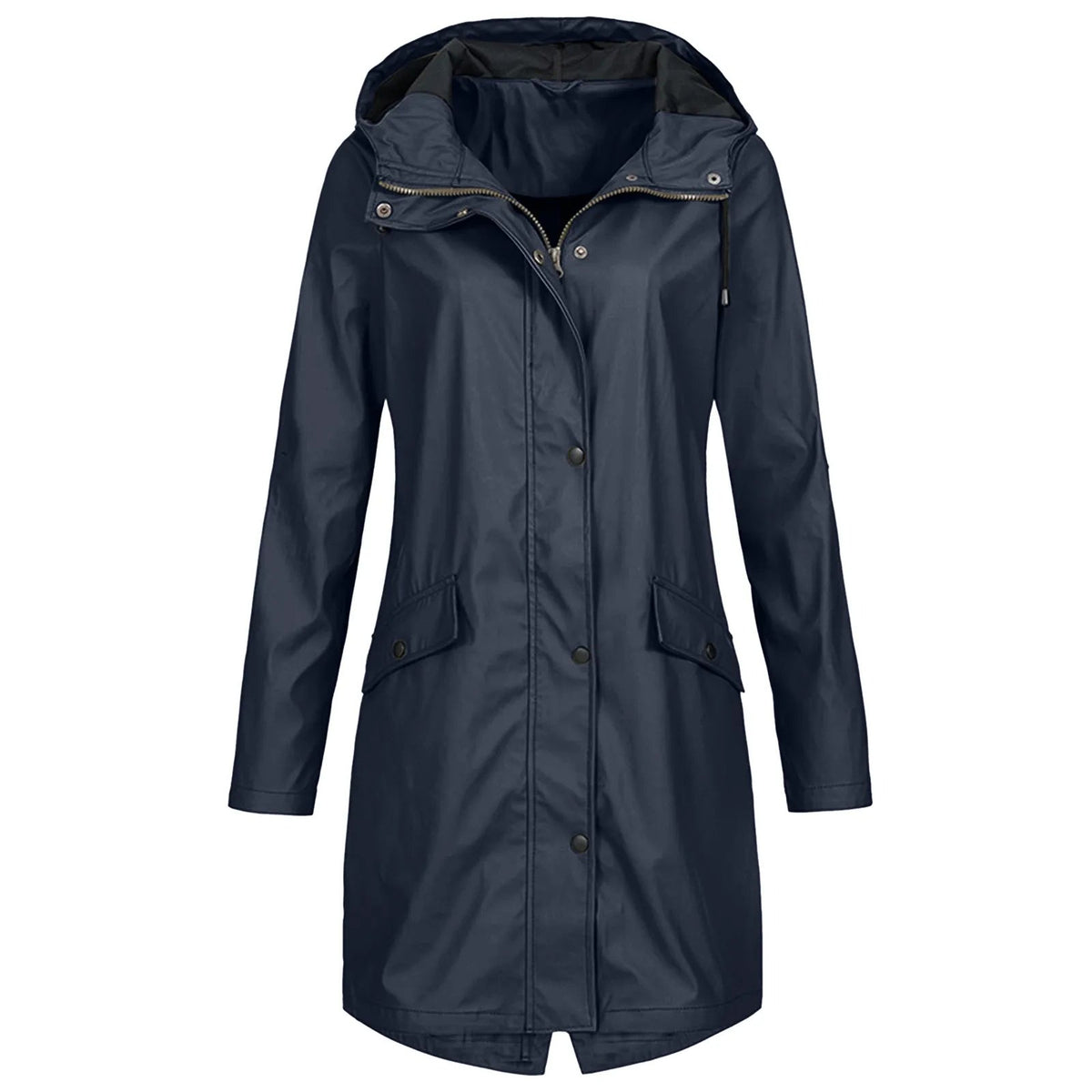 Damen Regenjacke mit Kapuze und Druckknopfverschluss | A&B - 1 - Annoboutique