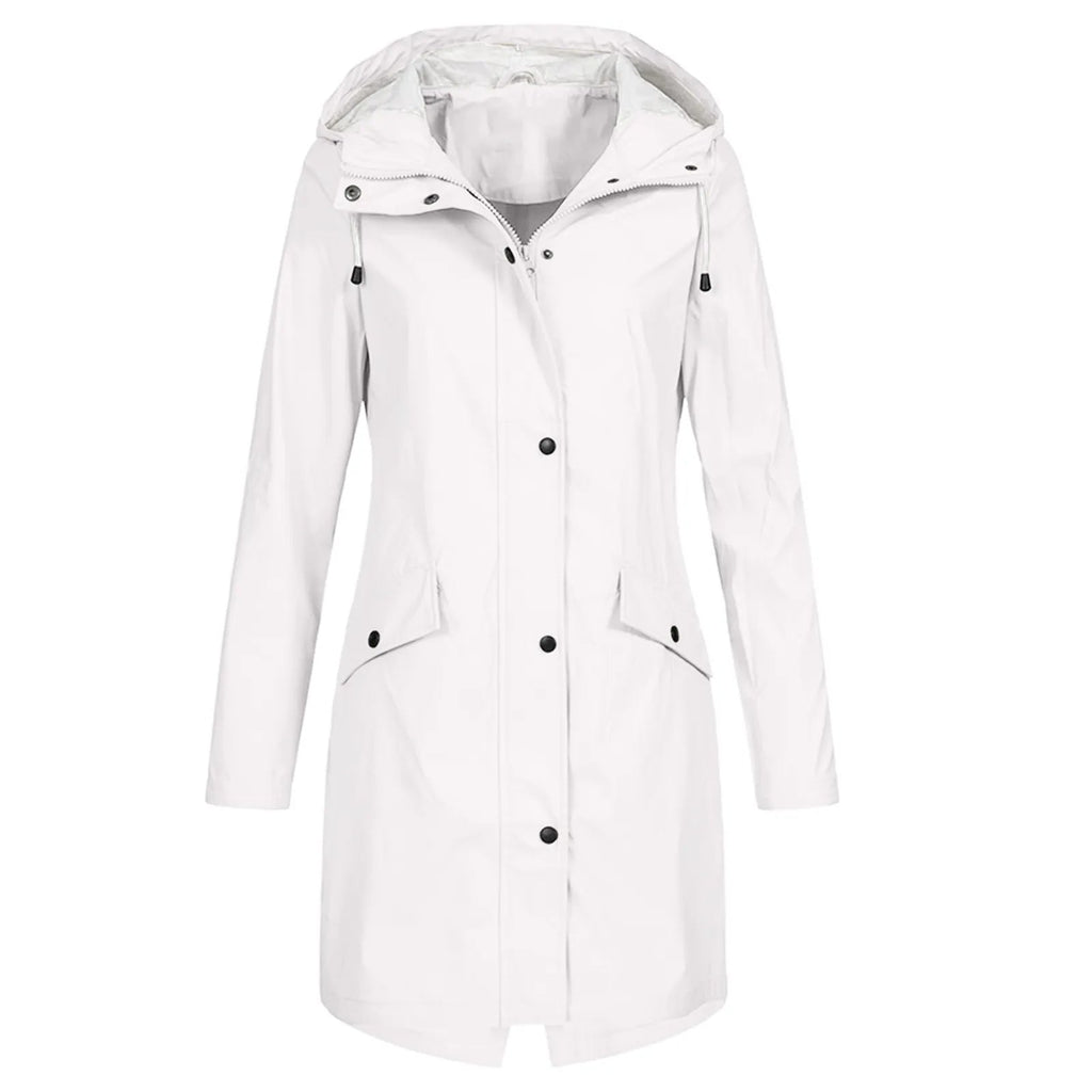 Damen Regenjacke mit Kapuze und Druckknopfverschluss | A&B - 2 - Annoboutique