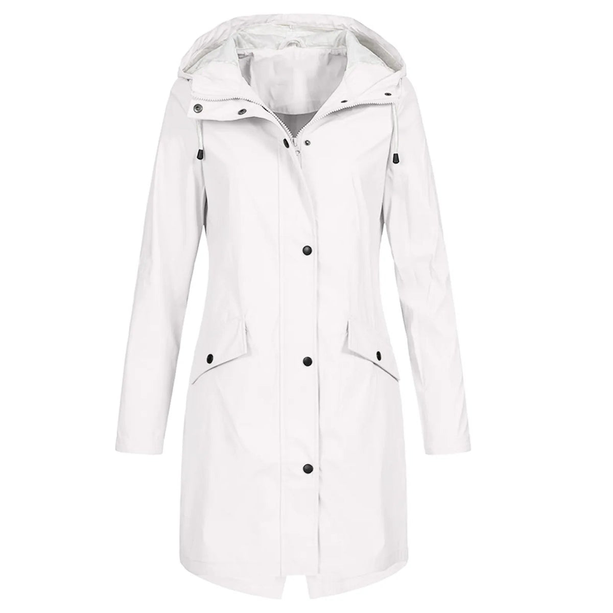 Damen Regenjacke mit Kapuze und Druckknopfverschluss | A&B - 2 - Annoboutique