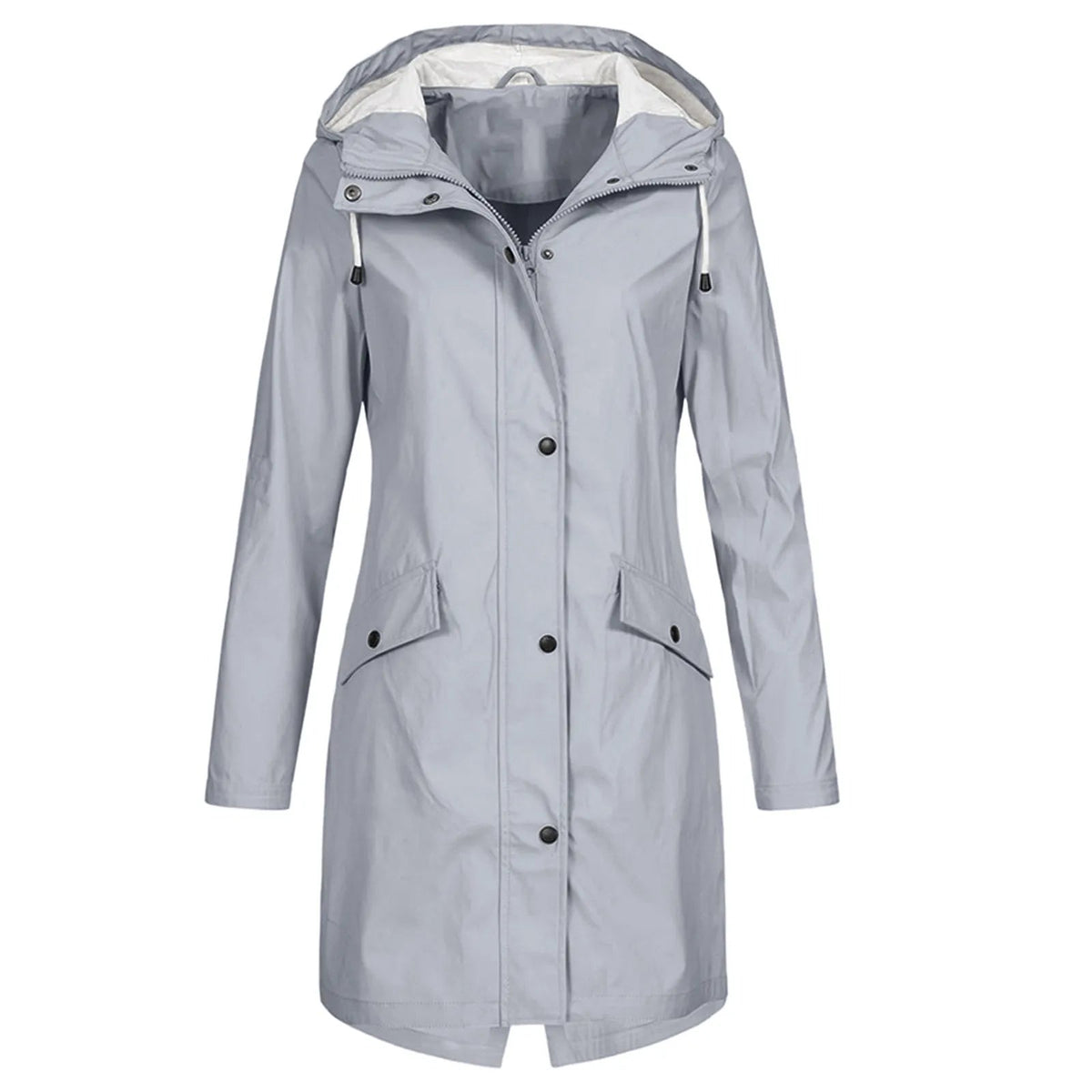 Damen Regenjacke mit Kapuze und Druckknopfverschluss | A&B - 5 - Annoboutique