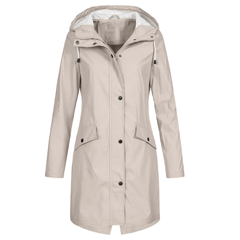 Damen Regenjacke mit Kapuze und Druckknopfverschluss | A&B - 6 - Annoboutique