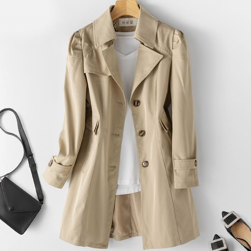 Trenchcoat Damen mit Reverskragen und Knopfverschluss | A&B - 3 - Annoboutique