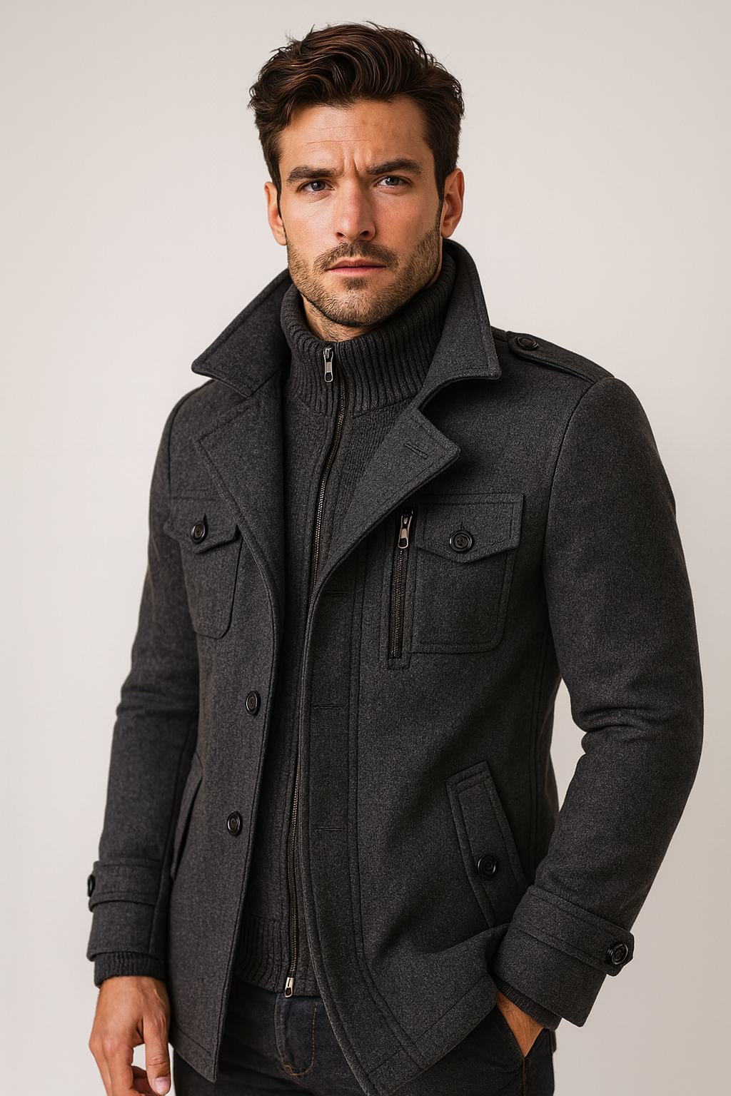 Herren Jacke mit klassischem Schnitt und praktischen Taschen | A&B - 9 - Annoboutique