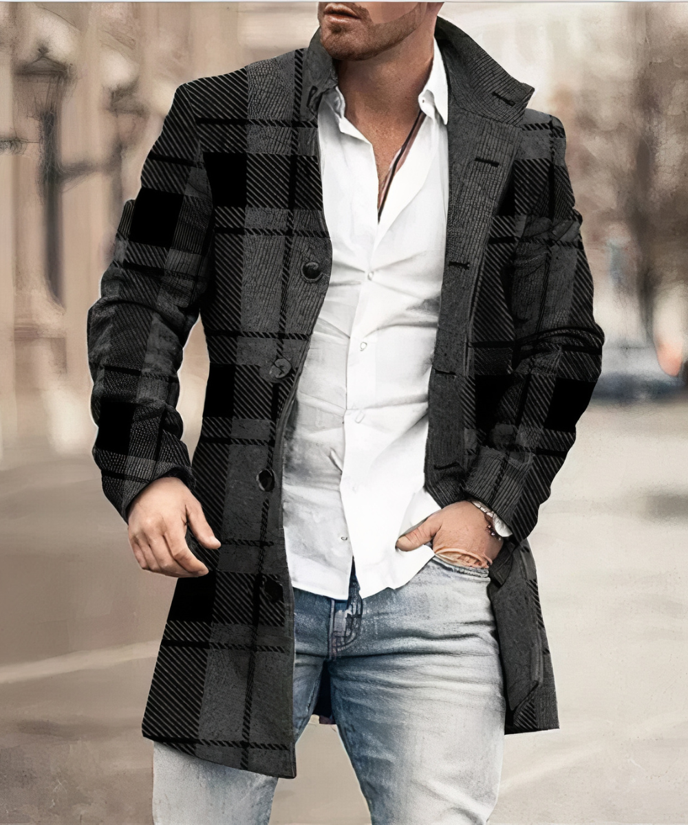 Herrenmantel mit modernem Schnitt und Stehkragen | A&B - 2 - Annoboutique