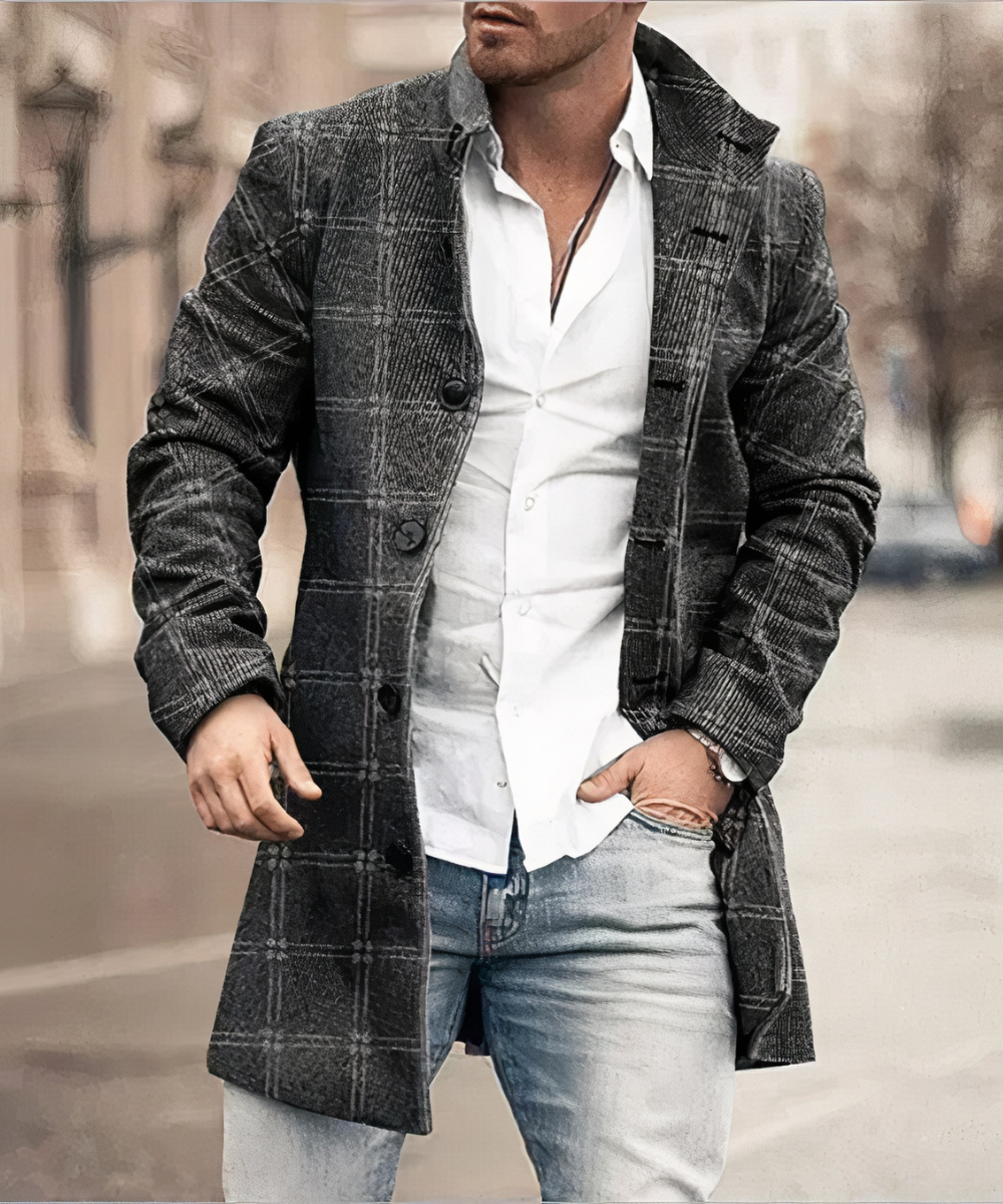 Herrenmantel mit modernem Schnitt und Stehkragen | A&B - 3 - Annoboutique