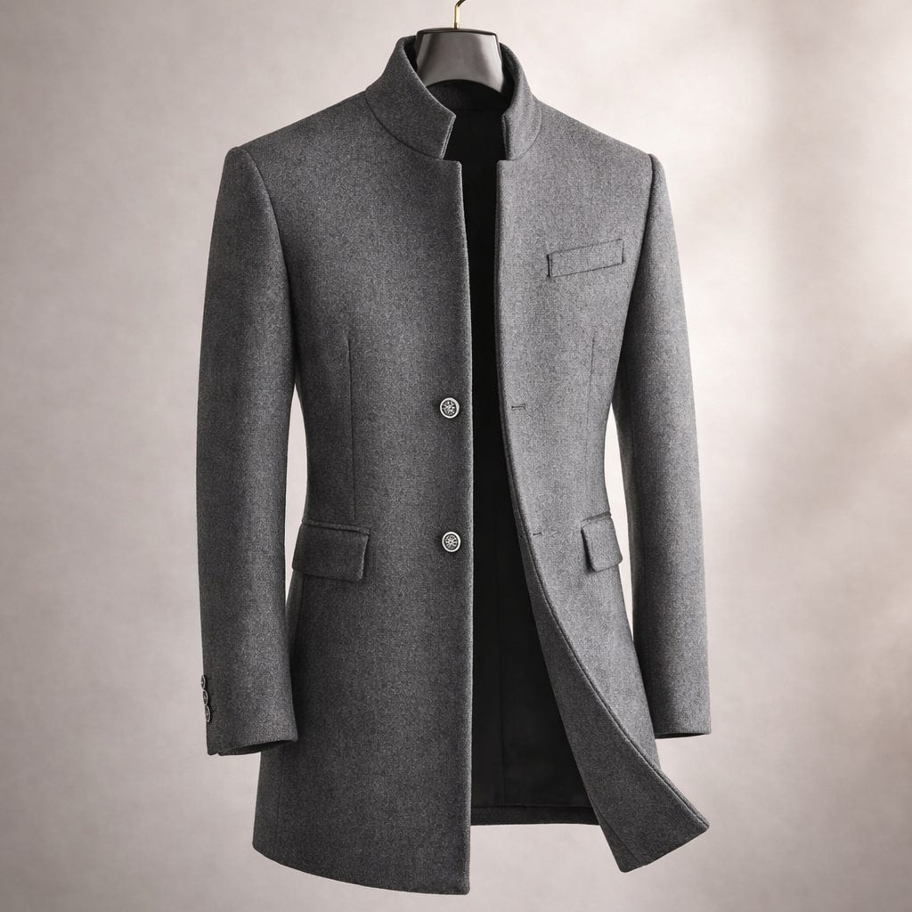 Herren Mantel mit Stehkragen und tailliertem Schnitt | A&B - 3 - Annoboutique