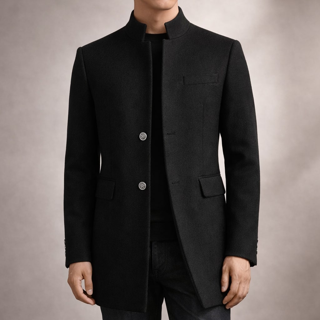 Herren Mantel mit Stehkragen und tailliertem Schnitt | A&B - 6 - Annoboutique
