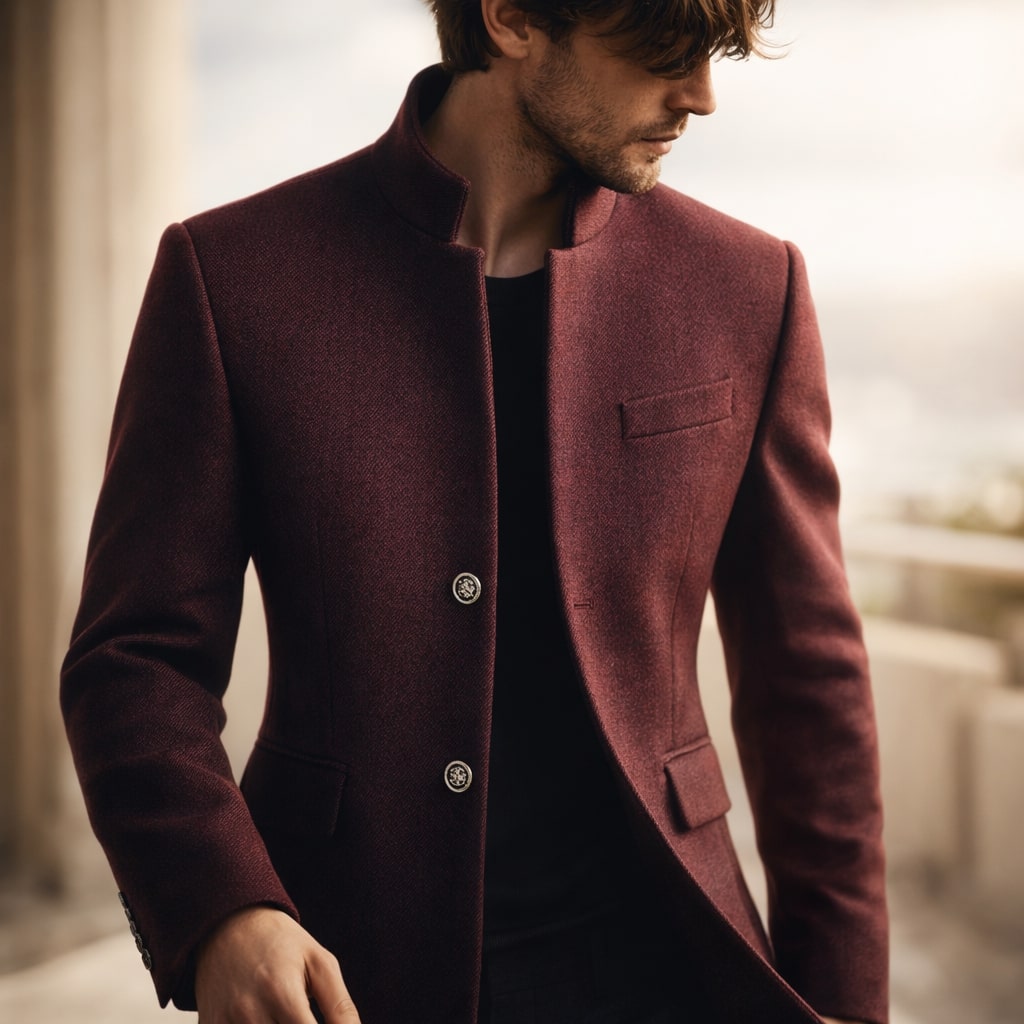 Herren Mantel mit Stehkragen und tailliertem Schnitt | A&B - 7 - Annoboutique