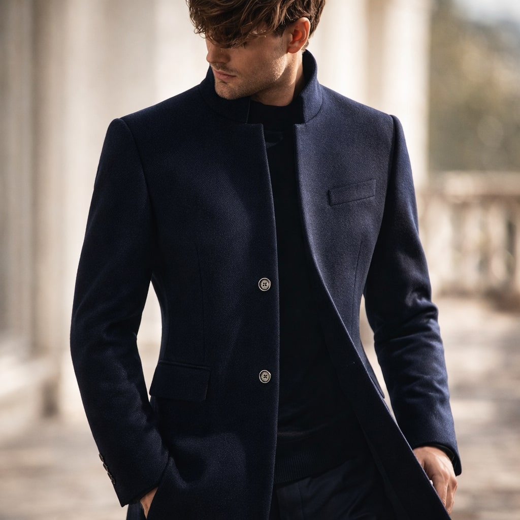 Herren Mantel mit Stehkragen und tailliertem Schnitt | A&B - 9 - Annoboutique