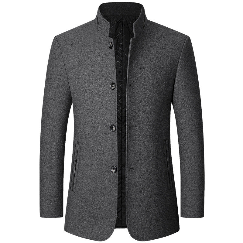 Herrenjacke mit Stehkragen und Ein-Knopf-Verschluss | A&B - 1 - Annoboutique