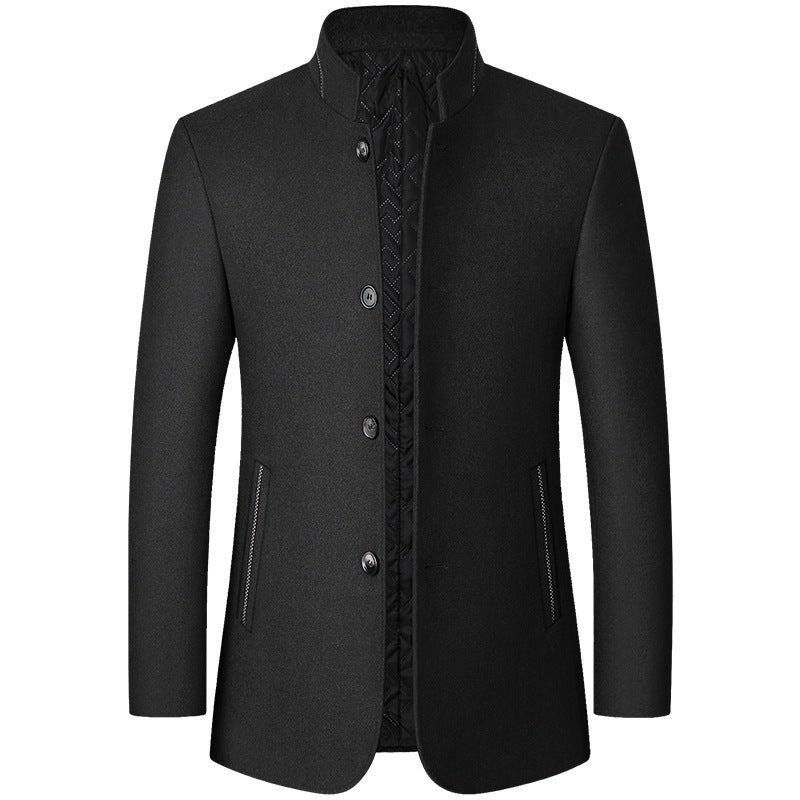 Herrenjacke mit Stehkragen und Ein-Knopf-Verschluss | A&B - 3 - Annoboutique